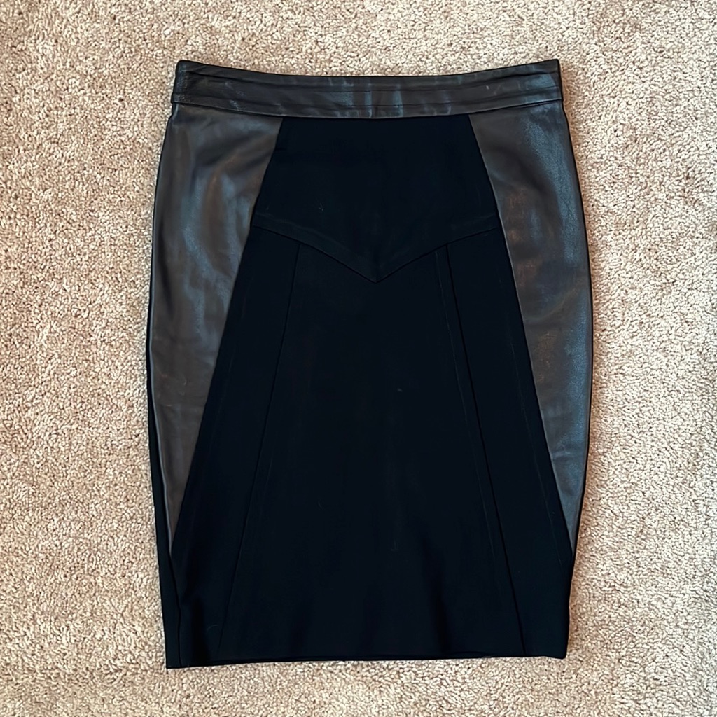Yigal Azrouel Leather Panel Pencil Skirt